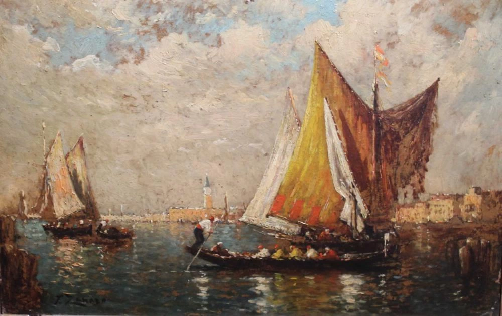 Gondola e barche a vela a Venezia